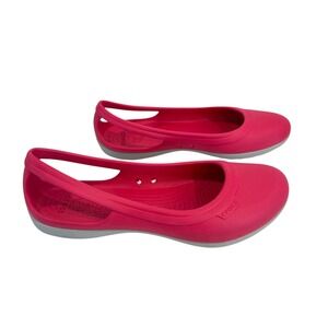 Crocs Womens Kadee Ballet Flats Size 9 Pink Rubber Slip On Casual Comfort Shoes
